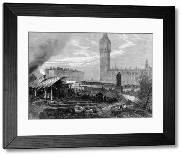 Framed Print : Metropolitan railway works at Westminster Framed Print : Metropolitan railway works at Westminster