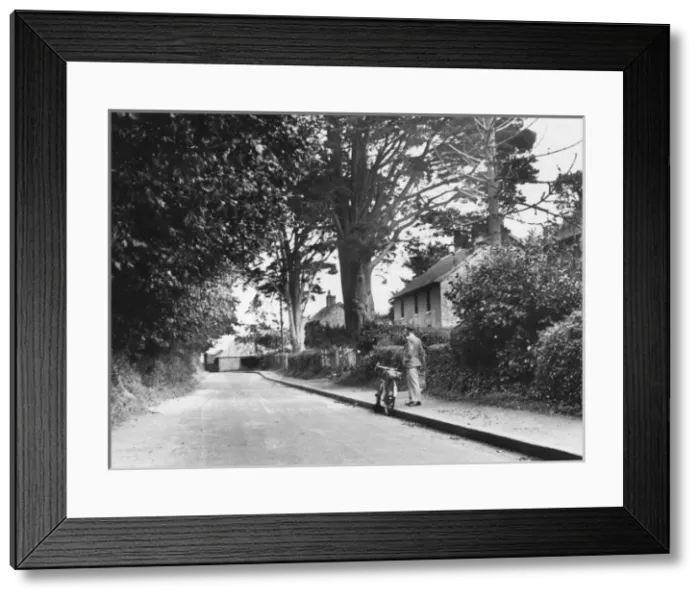Framed Print : Lone Cyclist / Sussex / 1940 Framed Print : Lone Cyclist / Sussex / 1940