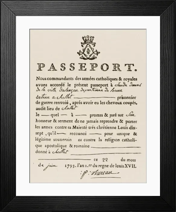 Framed Print : Vendee : Passport Framed Print : Vendee : Passport