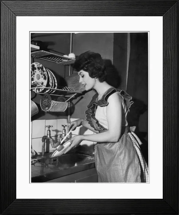 Framed Print : Housewife Washing Up Framed Print : Housewife Washing Up