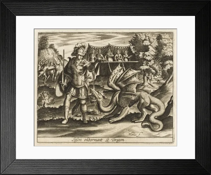 Framed Print : Jason Subdues the Dragon Framed Print : Jason Subdues the Dragon