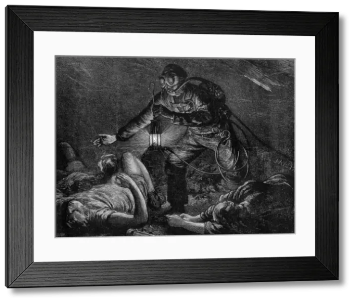 Framed Print : Preserving life in mines, the aerophore apparatus Framed Print : Preserving life in mines, the aerophore apparatus