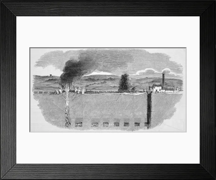 Framed Print : Coal mine fire at Astley, near Manchester Framed Print : Coal mine fire at Astley, near Manchester