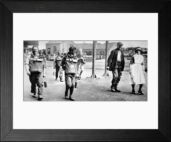 Framed Print : Rescue workers on the way to the rest hut, Gresford Colliery Framed Print : Rescue workers on the way to the rest hut, Gresford Colliery