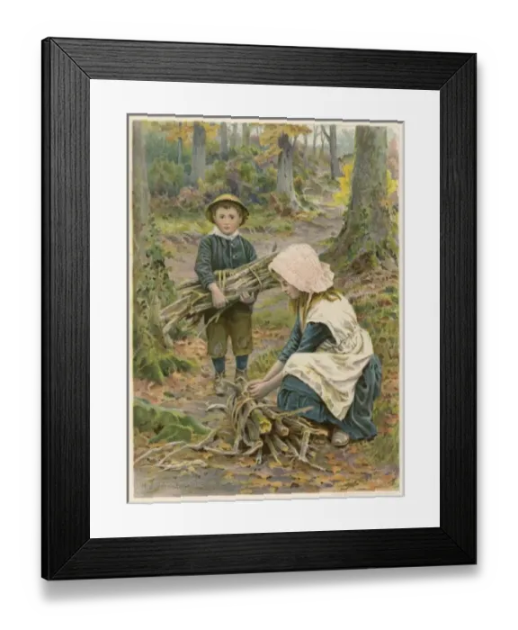 Framed Print : Children Gather Firewood Framed Print : Children Gather Firewood