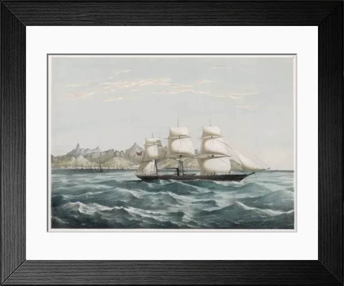 Framed Print : MAURITIUS. The steamer Mauritius off the island of the same name Framed Print : MAURITIUS. The steamer Mauritius off the island of the same name