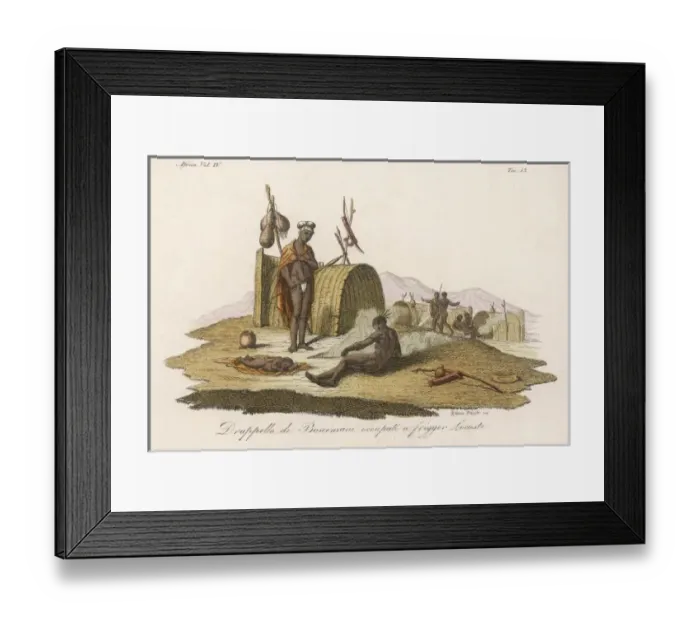 Framed Print : Bushmen in Village Framed Print : Bushmen in Village