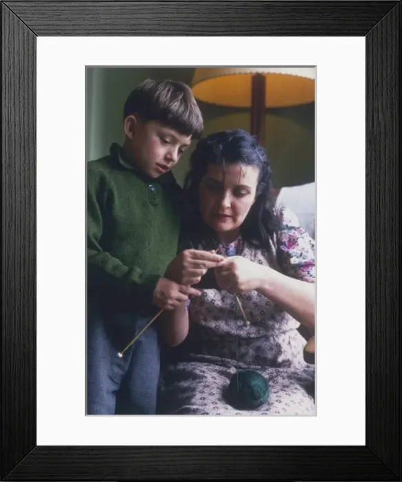 Framed Print : Knitting with Mother Framed Print : Knitting with Mother