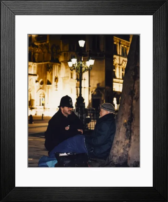 Framed Print : Police and Homeless Man Framed Print : Police and Homeless Man