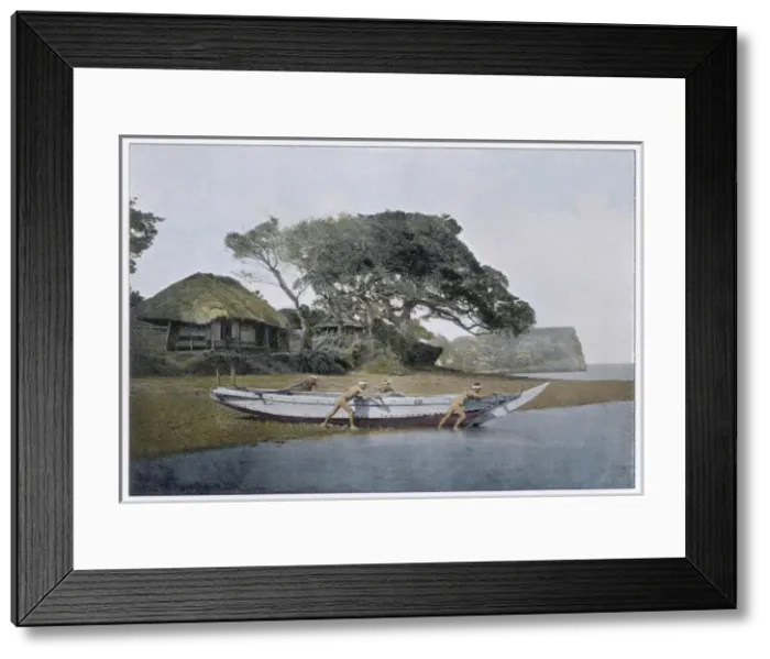 Framed Print : Japanese Fishermen / Boat Framed Print : Japanese Fishermen / Boat