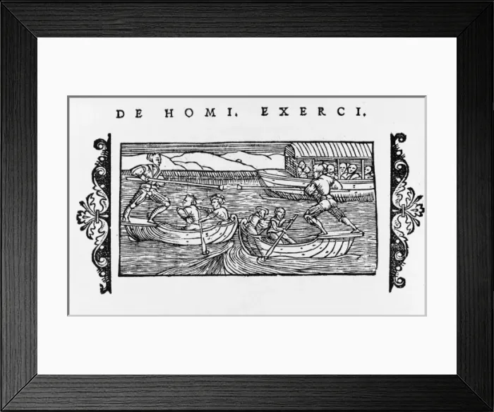 Framed Print : Jousting in Boats 1555 Framed Print : Jousting in Boats 1555