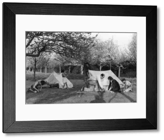 Framed Print : Camping / Putting Tents Up Framed Print : Camping / Putting Tents Up