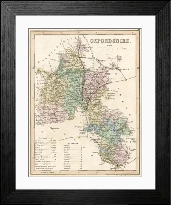 Framed Print : Map / Oxfordshire C1857 Framed Print : Map / Oxfordshire C1857