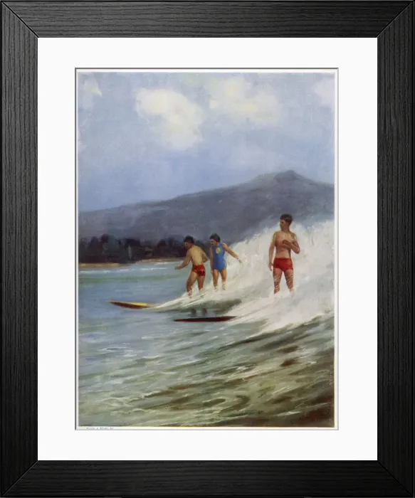 Framed Print : Surfing in Hawaii 1913 Framed Print : Surfing in Hawaii 1913