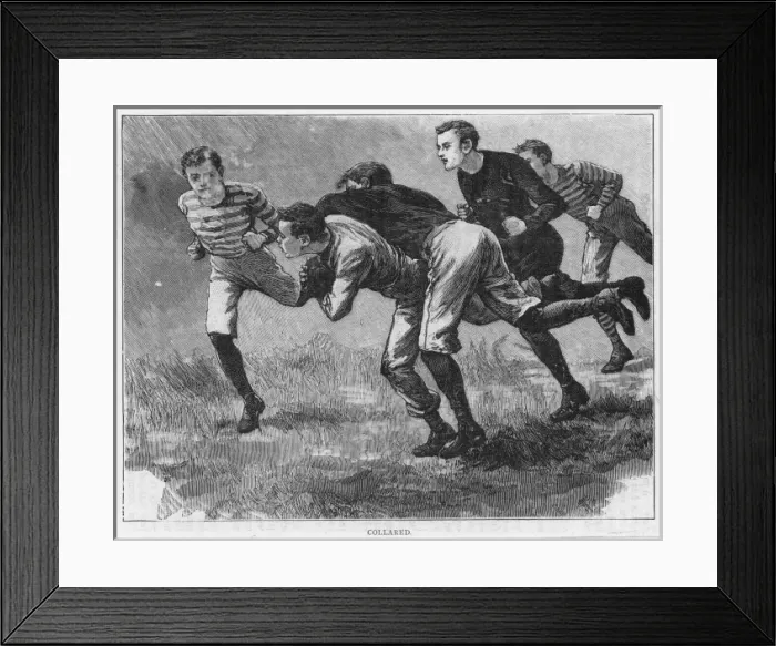 Framed Print : Rugby Tackle 1892 Framed Print : Rugby Tackle 1892