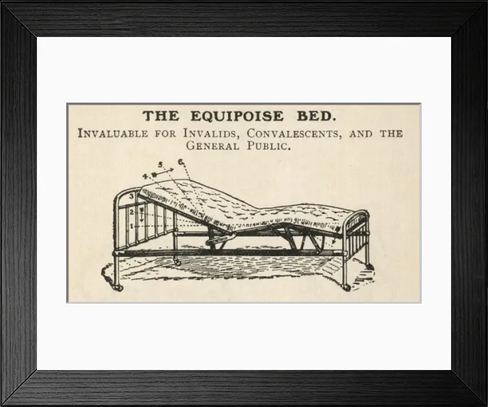 Framed Print : Equipoise bed for invalids, convalescents, etc Framed Print : Equipoise bed for invalids, convalescents, etc