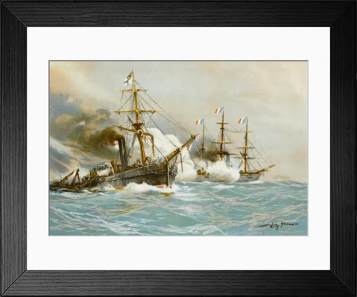 Framed Print : Naval Combat 1870 Framed Print : Naval Combat 1870