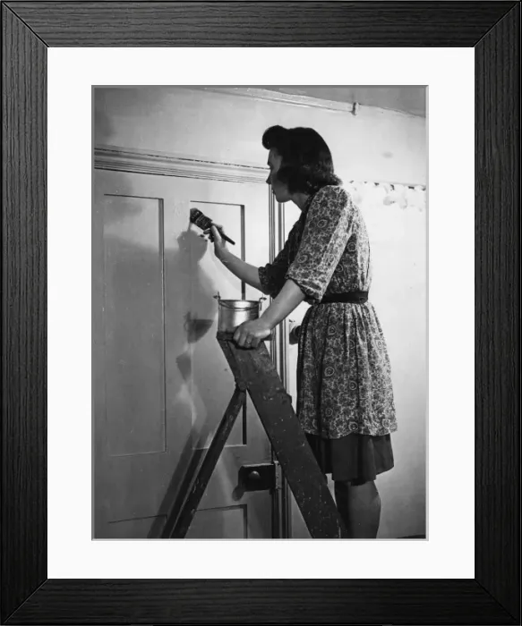 Framed Print : Decorating a Door / 1940S Framed Print : Decorating a Door / 1940S