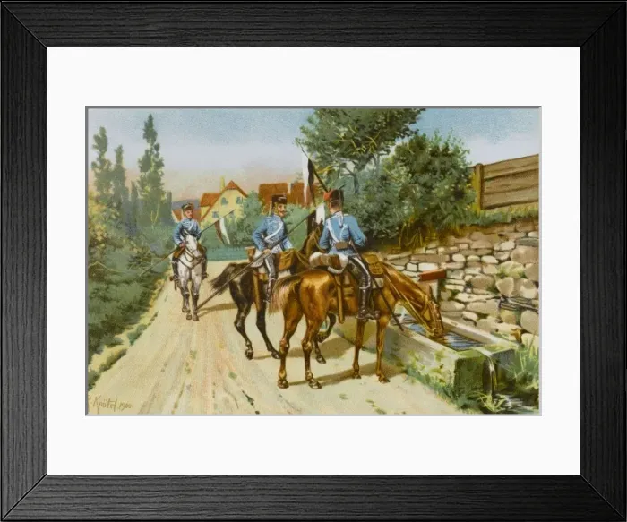 Framed Print : Cavalry Horses Drinking Framed Print : Cavalry Horses Drinking