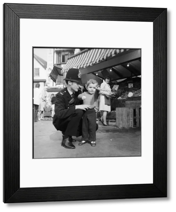 Framed Print : Police Officer & Child Framed Print : Police Officer & Child