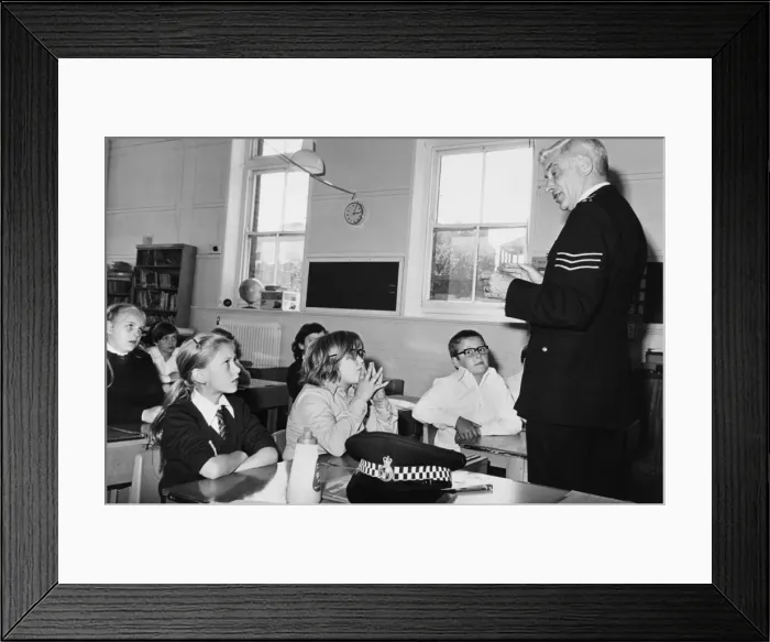 Framed Print : Police Officer in School Framed Print : Police Officer in School