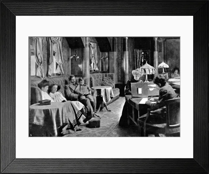 Framed Print : Recreations on board the Empress of Ireland, reading and wri Framed Print : Recreations on board the Empress of Ireland, reading and wri