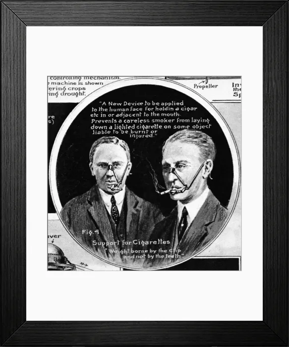 Framed Print : Curiosities from the Patent Office; Support for cigarettes Framed Print : Curiosities from the Patent Office; Support for cigarettes