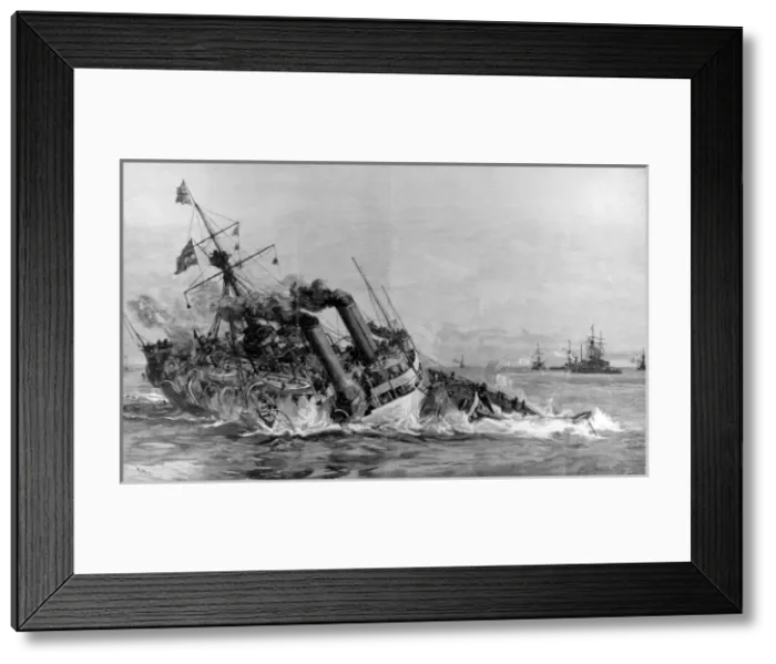 Framed Print : The loss of HMS Victoria the flagship after being rammed by Framed Print : The loss of HMS Victoria the flagship after being rammed by