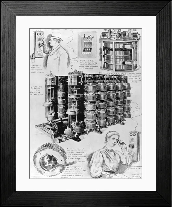 Framed Print : Automatic telephone-girls: Operators replaced by machines Framed Print : Automatic telephone-girls: Operators replaced by machines