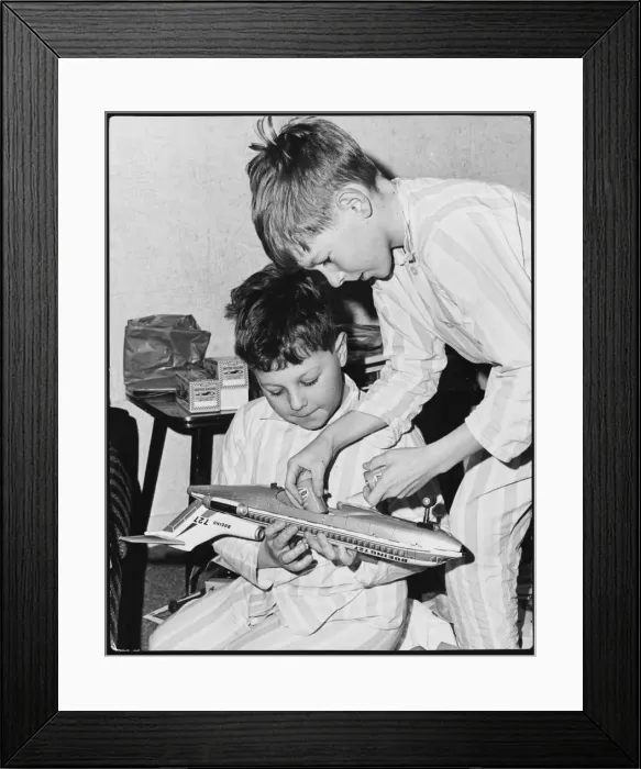Framed Print : Boys & Toy Plane Framed Print : Boys & Toy Plane