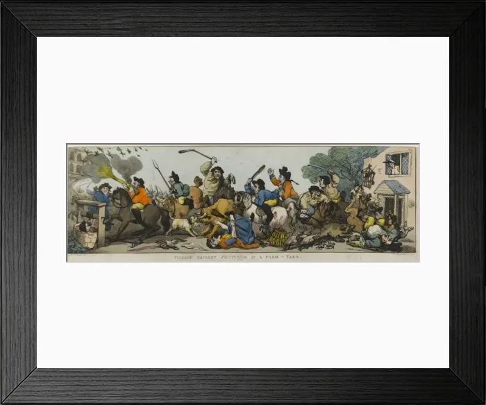 Framed Print : Village Cavalry practising in a farm yard Framed Print : Village Cavalry practising in a farm yard