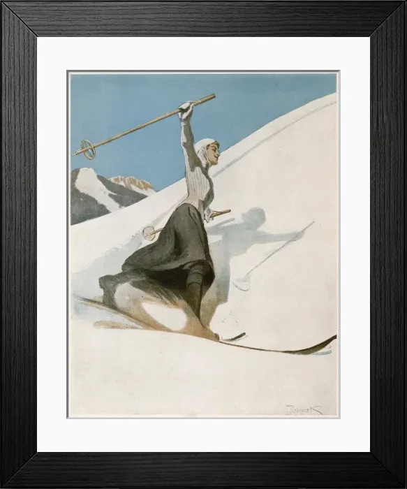 Framed Print : Lady Skier W / Arm Aloft Framed Print : Lady Skier W / Arm Aloft