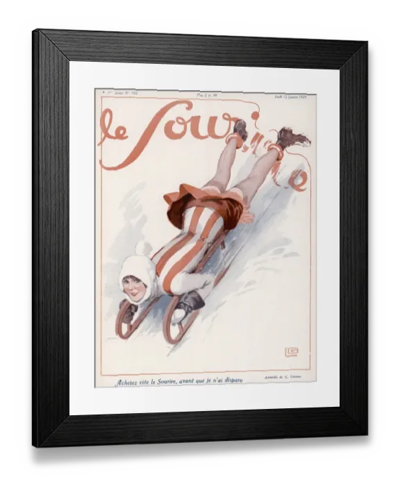 Framed Print : Toboggan Girl 1928 Framed Print : Toboggan Girl 1928