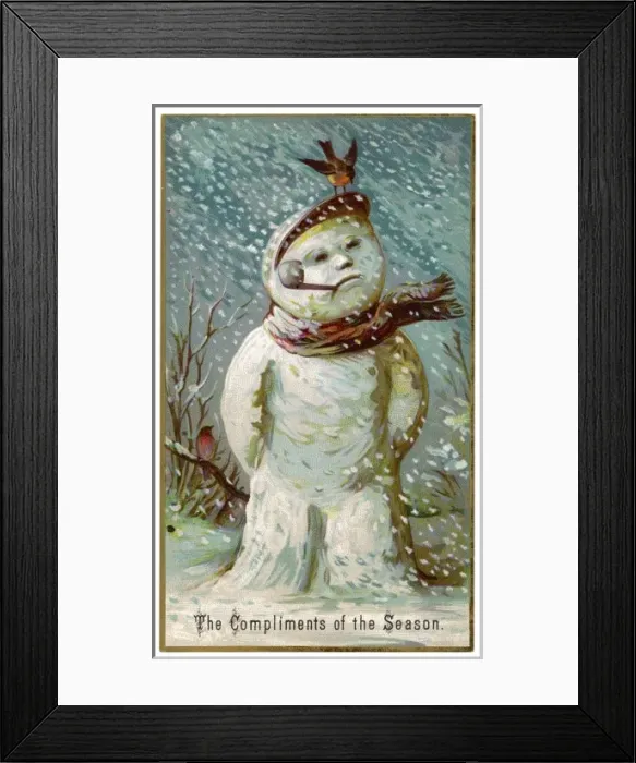 Framed Print : SNOWMAN. Snowman on his own in the snow, with his scarf, hat and pipe Framed Print : SNOWMAN. Snowman on his own in the snow, with his scarf, hat and pipe