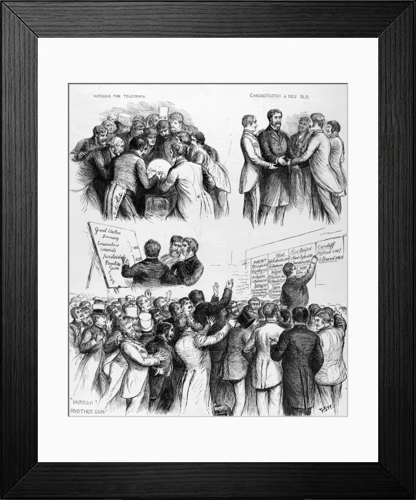 Framed Print : General Election: Scenes at a London club Framed Print : General Election: Scenes at a London club