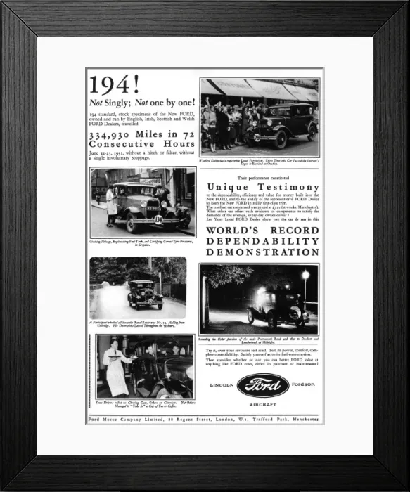 Framed Print : Advertisement for Ford motor cars Framed Print : Advertisement for Ford motor cars