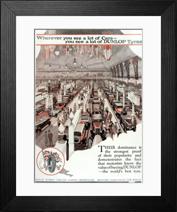 Framed Print : Advertisement for Dunlop tyres Framed Print : Advertisement for Dunlop tyres