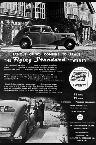 Advertisement for the Flying Standard Twenty car