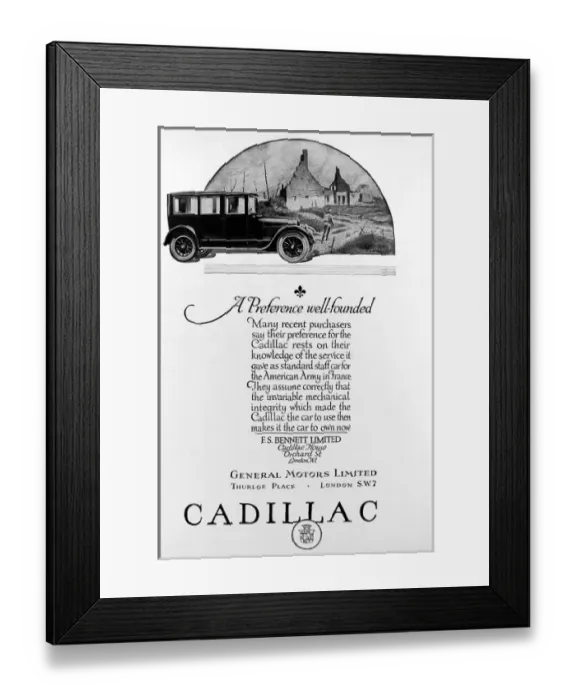 Framed Print : Advertisement for Cadillac cars Framed Print : Advertisement for Cadillac cars