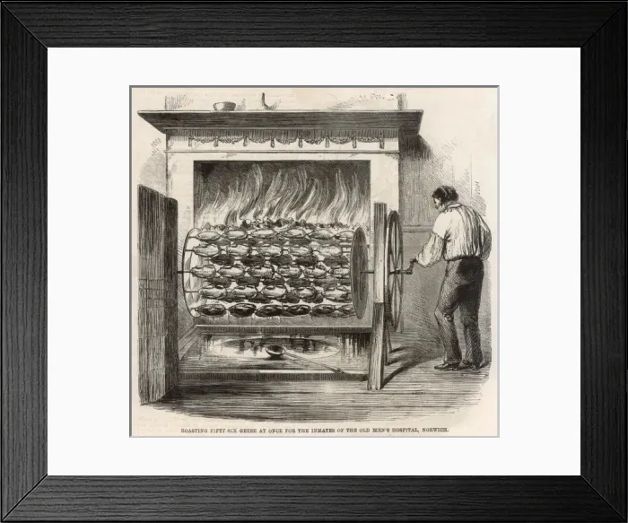 Framed Print : Roasting fifty six geese at once for the inmates of the old Framed Print : Roasting fifty six geese at once for the inmates of the old