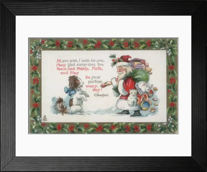 Framed Print : Dog and Santa Framed Print : Dog and Santa