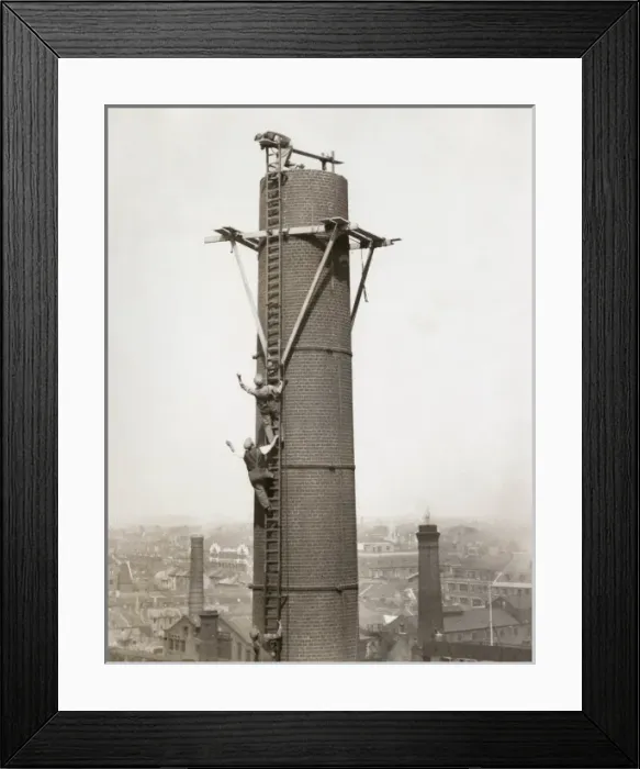 Framed Print : Climbing Factory Chimney Framed Print : Climbing Factory Chimney