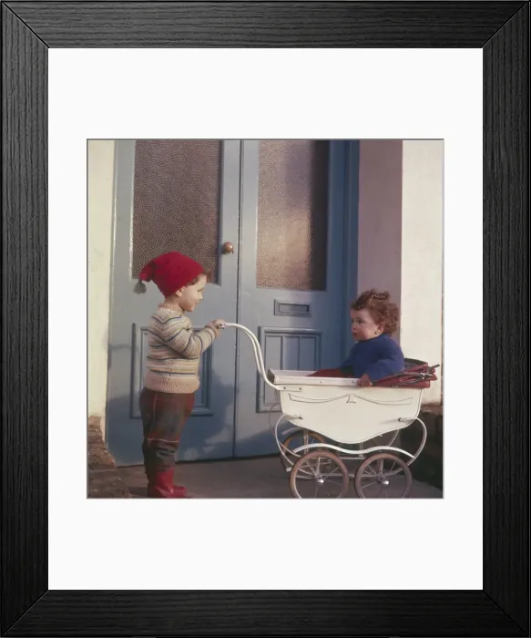Framed Print : Children with Pram Framed Print : Children with Pram
