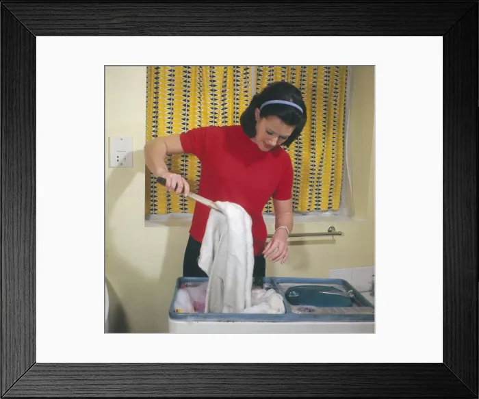 Framed Print : Housewife Using Twin Tub Framed Print : Housewife Using Twin Tub