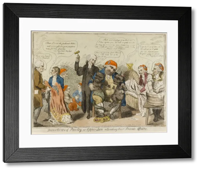 Framed Print : Divertions of Purley, or Opposition attending their private Framed Print : Divertions of Purley, or Opposition attending their private