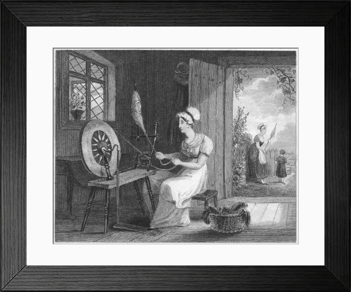 Framed Print : Spinning Flax at Home Framed Print : Spinning Flax at Home