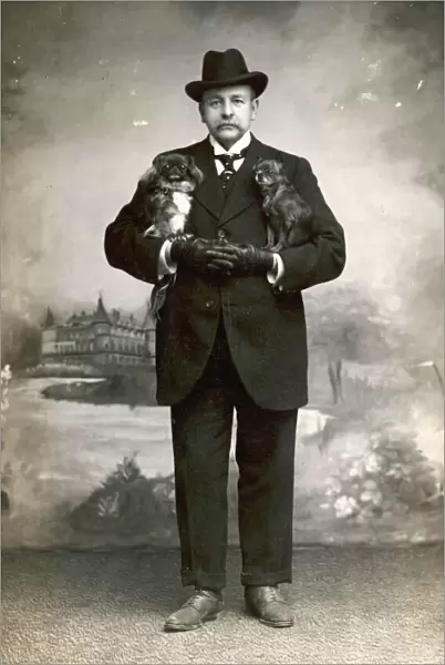 Man with Pekingese  /  C1915