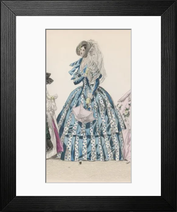 Framed Print : Striped Dress 1840S Framed Print : Striped Dress 1840S