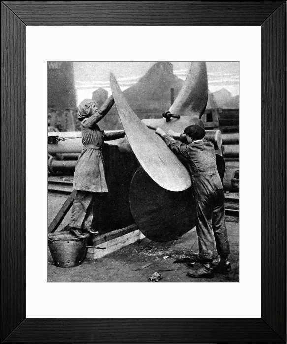 Framed Print : Polishing a war-ships propellor Framed Print : Polishing a war-ships propellor