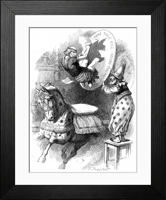 Framed Print : Houp-la. Cartoon from 1893 showing William Gladstone as a circus performer Framed Print : Houp-la. Cartoon from 1893 showing William Gladstone as a circus performer